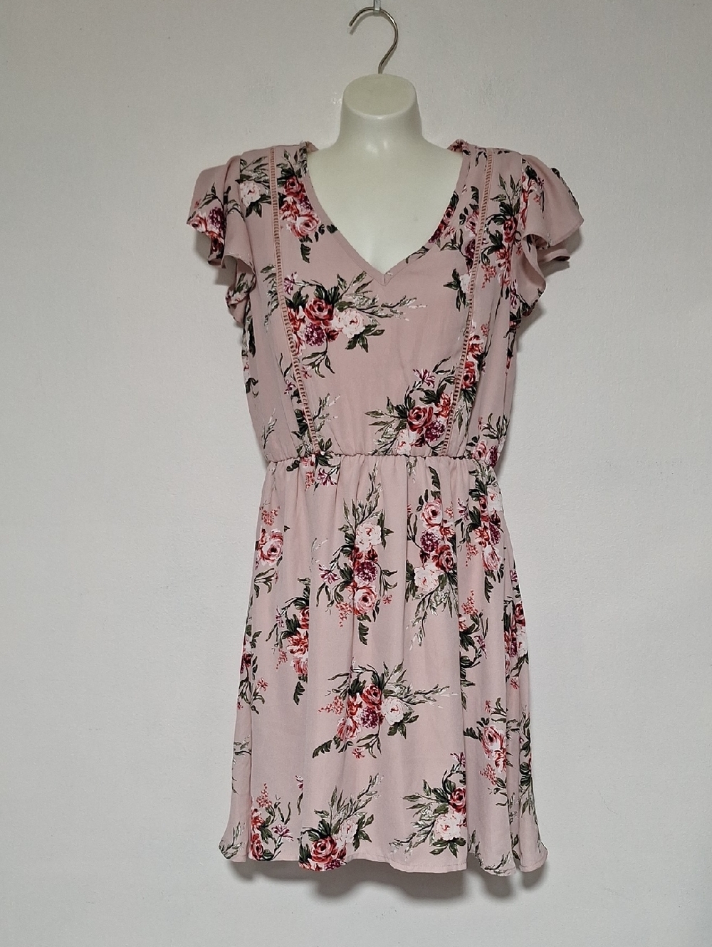 As U Wish Blush Pink Floral Sundress Short Sleeve